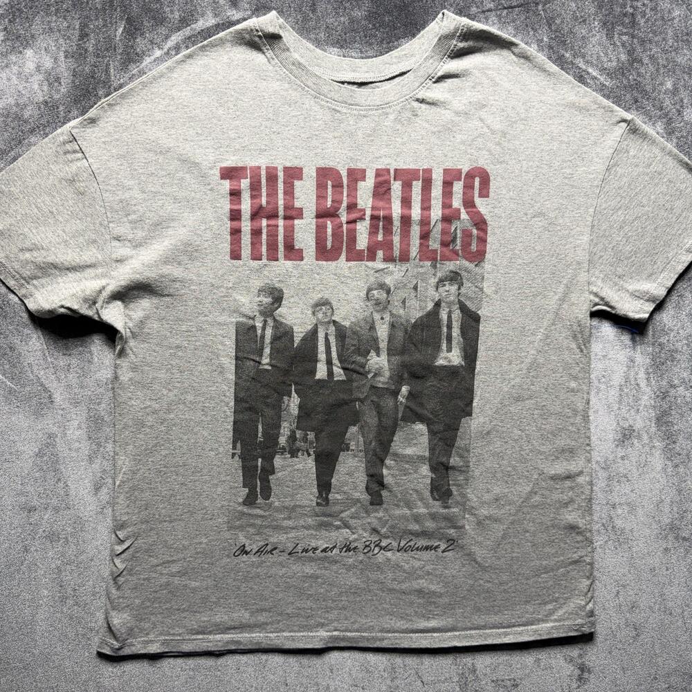 The Beatles Shirt Mens XL Gray Regular Fit Jersey Band Graphic On Air BBC